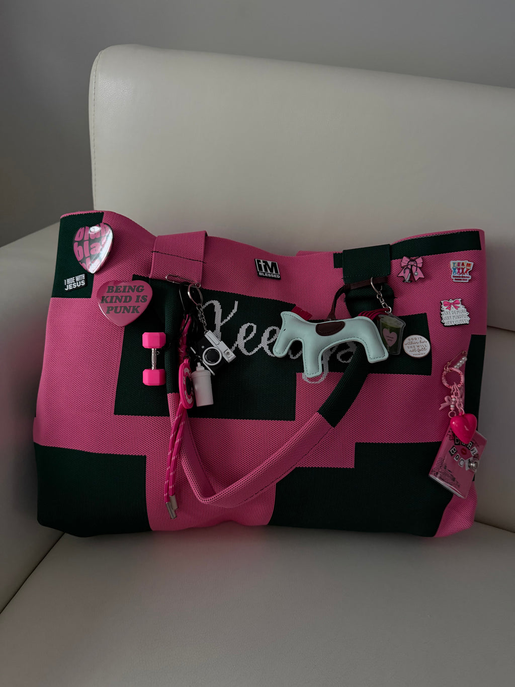 B PINK TOTE BAG